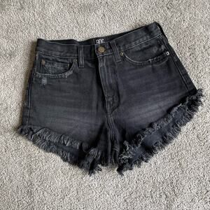 Urban Outfitters BDG Denim Shorts Womens 26 Black High Rise Cheeky Frayed Hem